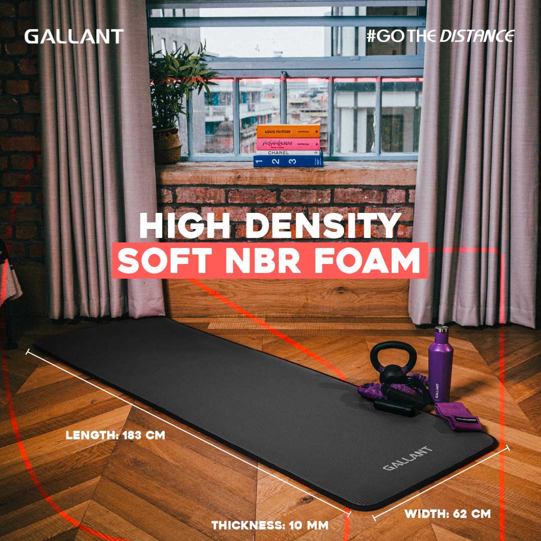 Gallant NBR Yoga Mat Non-Slip with Carry Handle Strap High Density Soft NBR Foam.