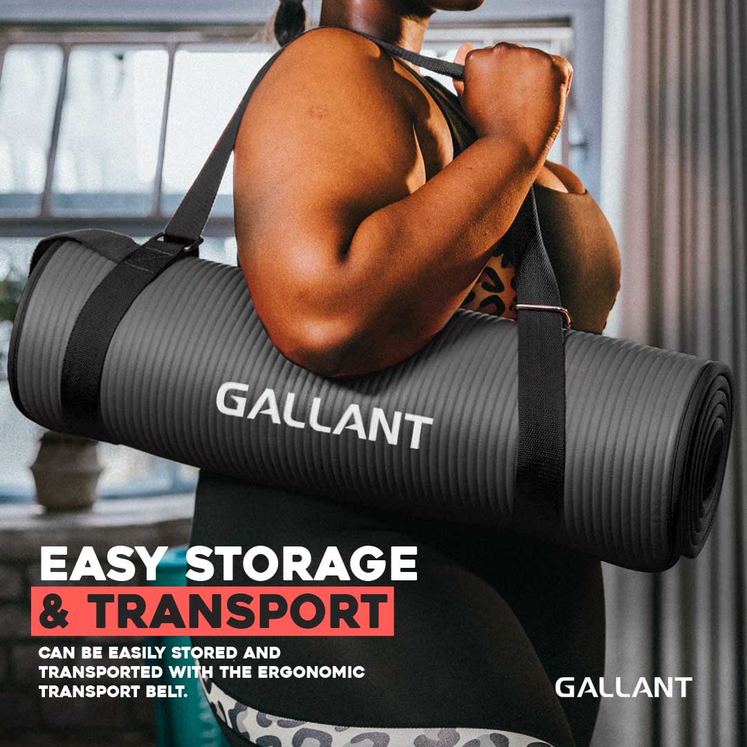 Gallant NBR Yoga Mat Non-Slip with Carry Handle Strap Easy Storage & Transport.