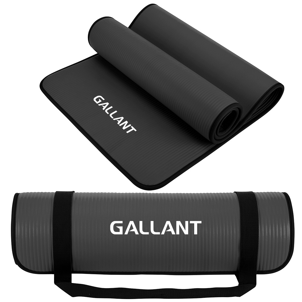 Gallant NBR Yoga Mat Non-Slip with Carry Handle Strap Main IMG Black.